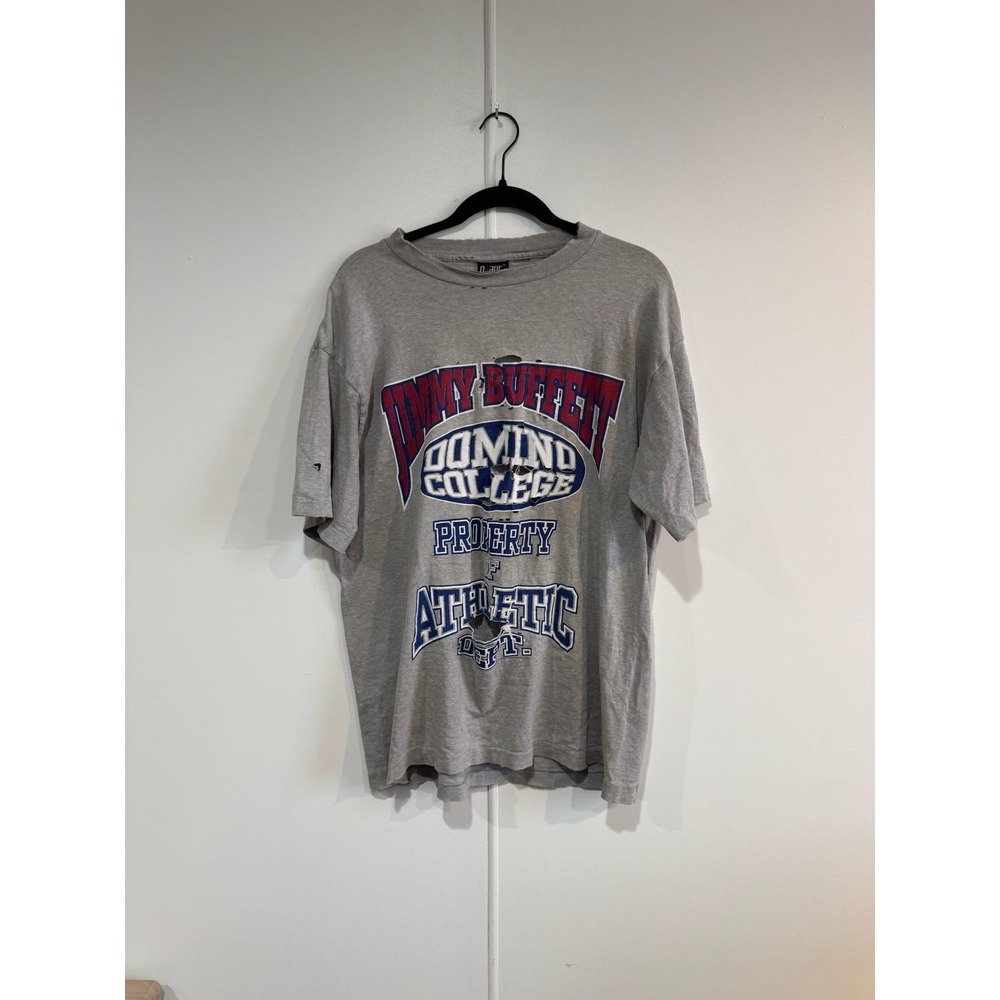 Vintage Jimmy Buffett Domino Landsharks Shirt Mens Large Gray Distressed Giant